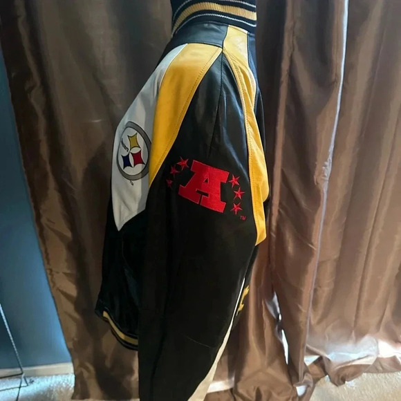 LEATHER Vintage Steelers Mens Coat! Like new! - Picture 3 of 7